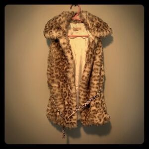 Lilax leopard print fur vest